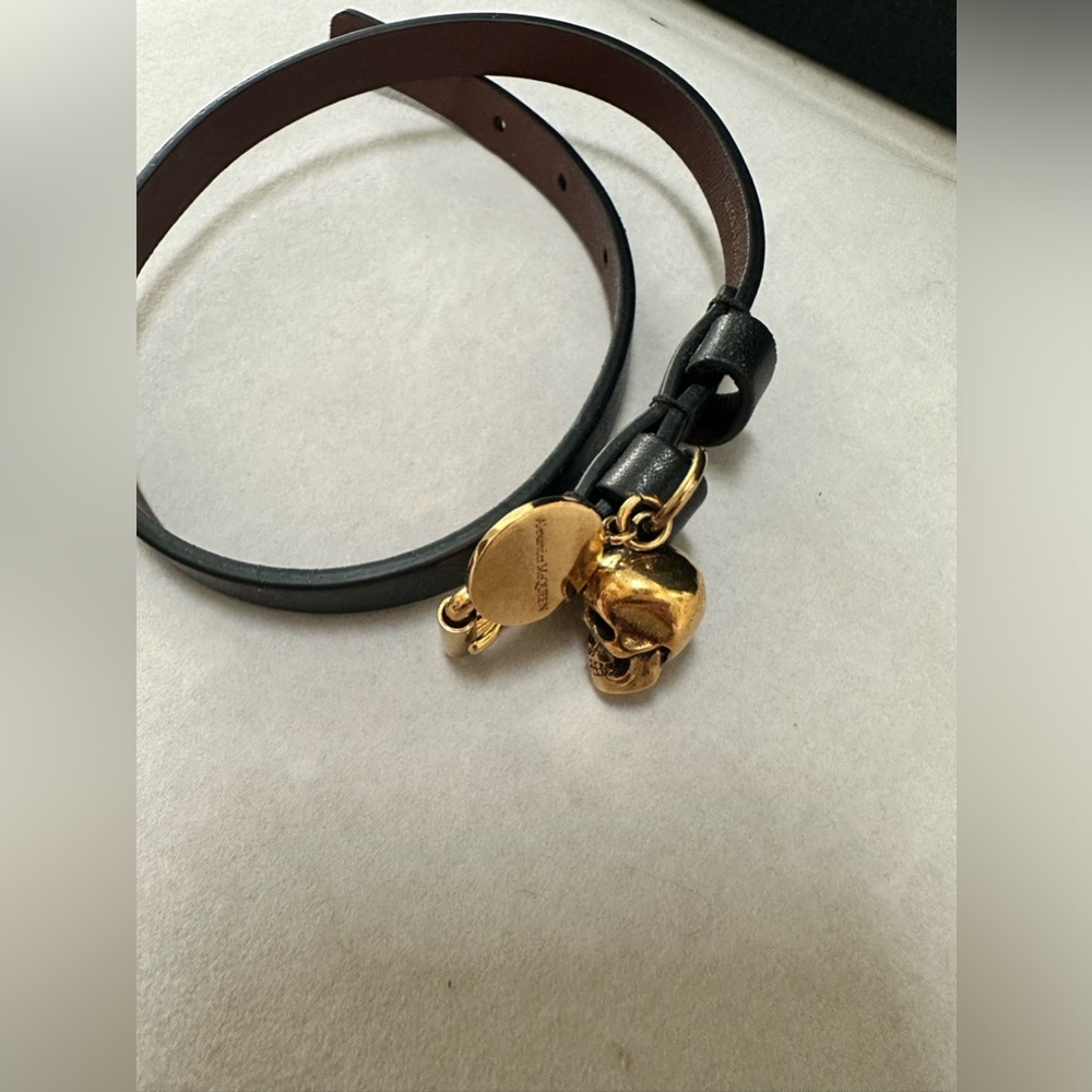 Alexander McQueen leather Bracelet with Skull
